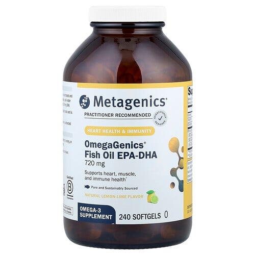 메타제닉스 Metagenics, OmegaGenics®, 피쉬 오일 EPA-DHA, 천연 레몬-라임, 720mg, 소프트젤 240정 상세 이미지