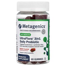 메타제닉스 Metagenics, UltraFlora® 3in1 데일리 프로바이오틱, 베리 맛, 구미젤리 60개
