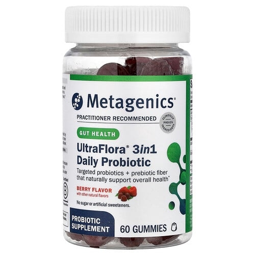 메타제닉스 Metagenics, UltraFlora® 3in1 데일리 프로바이오틱, 베리 맛, 구미젤리 60개 상세 이미지