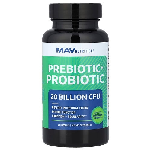 MAV Nutrition, 프리-프로, 프리바이오틱+프로바이오틱, 베지 캡슐 60정 상세 이미지