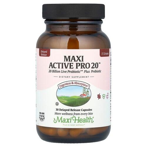 맥시 헬스 Maxi Health, Maxi Active Pro 20™, 200억, 지연 방출 캡슐 30정 상품 이미지