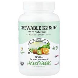 맥시 헬스 Maxi Health, 츄어블 K2 & D3™, 천연 체리 바닐라, 90정
