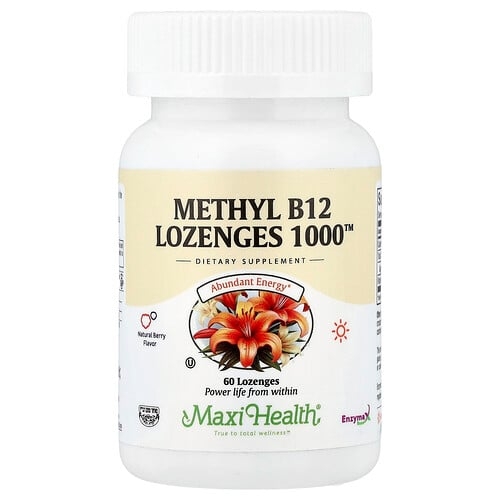 맥시 헬스 Maxi Health, Methyl B12 Lozenges 1000™, 천연 베리, 사탕 정제 60정(사탕 정제 1정당 1,000mcg) 상세 이미지