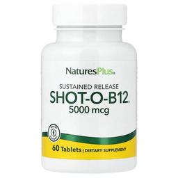 네이쳐스 플러스 NaturesPlus, Shot-O-B12®, 서방형, 5,000mcg, 60정
