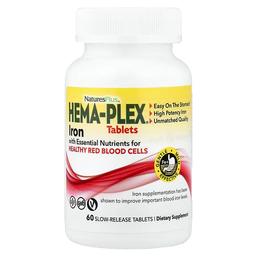 네이쳐스 플러스 NaturesPlus, Hema-Plex®, 건강한 적혈구를 위한 필수 영양소가 함유된 철분, 서방정 60정