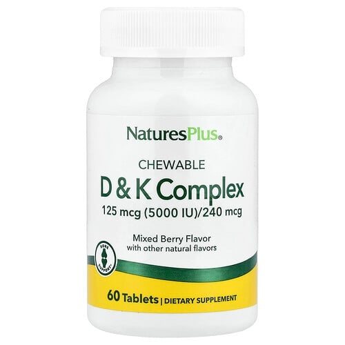 네이쳐스 플러스 NaturesPlus, 츄어블 D 및 K 복합체, 믹스 베리, 60정 상세 이미지