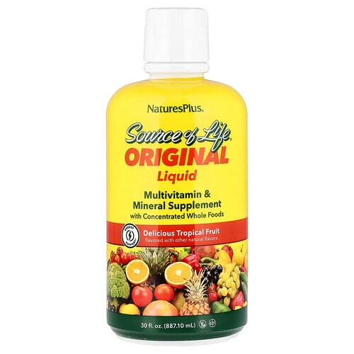네이쳐스 플러스 NaturesPlus, Source of Life, 액상 종합비타민 및 미네랄 보충제, 열대 과일, 887.10ml(30fl oz) 상품 이미지