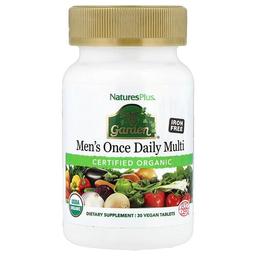 네이쳐스 플러스 NaturesPlus, Source of Life Garden®, 하루에 1회 제공되는 유기농 남성용 종합비타민, 철분 무함유, 비건 정제 30정
