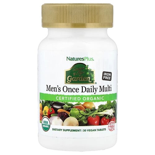 네이쳐스 플러스 NaturesPlus, Source of Life Garden®, 하루에 1회 제공되는 유기농 남성용 종합비타민, 철분 무함유, 비건 정제 30정 상세 이미지