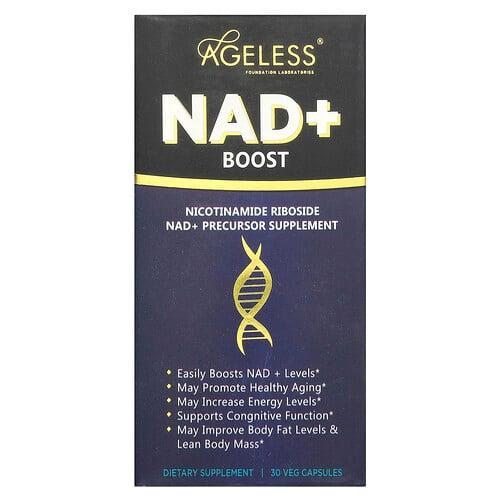 에이지리스 파운데이션 래보라토리스 Ageless Foundation Laboratories, NAD+ 부스트, 베지 캡슐 30정 상품 이미지
