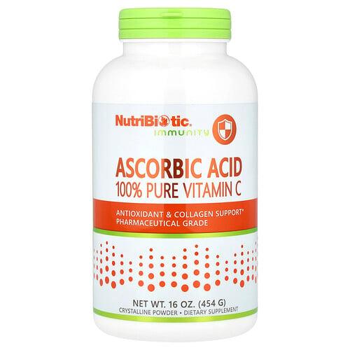 뉴트리바이오틱 NutriBiotic, 면역력, 아스코르브산, 100% 순수 비타민C, 결정형 분말, 454g(16oz) 상품 이미지