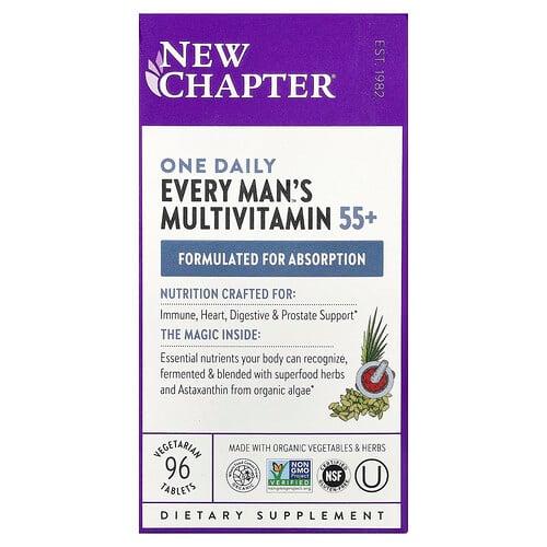 뉴챕터 New Chapter, 원 데일리 Every Man's™ 종합비타민 55+, 베지 정제 96정 상품 이미지