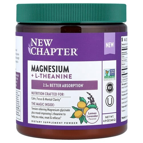 뉴챕터 New Chapter, 마그네슘 + L-테아닌 분말, 레몬 라벤더, 141g(4.9oz) 상세 이미지