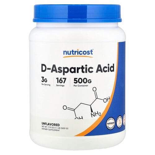 뉴트리코스트 Nutricost, D-아스파르트산, 무맛, 500g(10.6oz) 상세 이미지