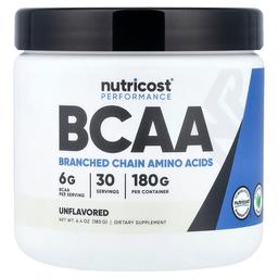 뉴트리코스트 Nutricost, 운동 능력, BCAA, 무맛, 180g(6.3oz)