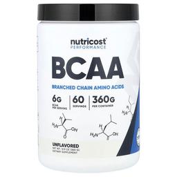 뉴트리코스트 Nutricost, 운동 능력, BCAA, 무맛, 360g(12.9oz)