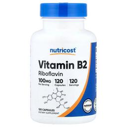 뉴트리코스트 Nutricost, 비타민B2, 100mg, 캡슐 120정