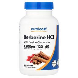 뉴트리코스트 Nutricost, 베르베린 HCl, 실론 시나몬 함유, 캡슐 120정