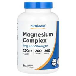 뉴트리코스트 Nutricost, 마그네슘 복합체, 레귤러 강도, 250mg, 캡슐 240정