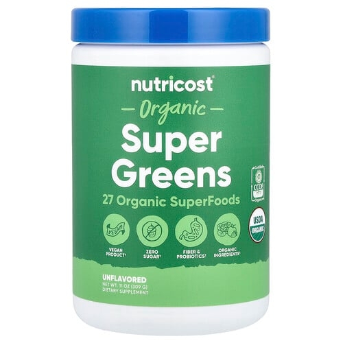 뉴트리코스트 Nutricost, 유기농 슈퍼 그린, 무맛, 309g(11oz) 상세 이미지