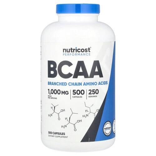 뉴트리코스트 Nutricost, 운동 능력 향상, BCAA, 캡슐 500정(캡슐 1정당 500mg) 상품 이미지