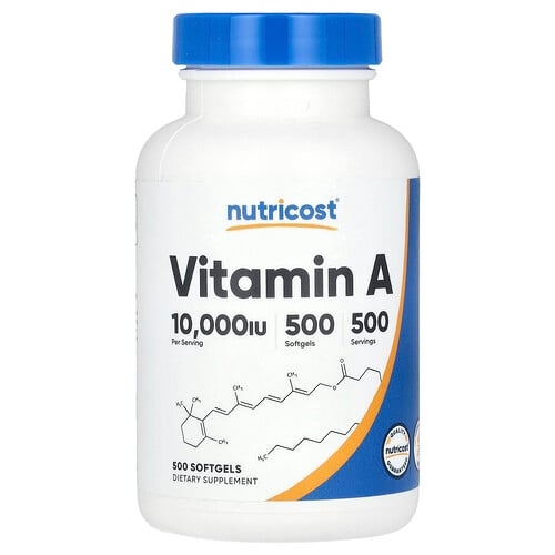 뉴트리코스트 Nutricost, 비타민A, 10,000IU, 소프트젤 500정 상세 이미지