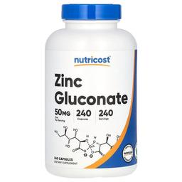 뉴트리코스트 Nutricost, 글루콘산아연, 50mg, 캡슐 240정