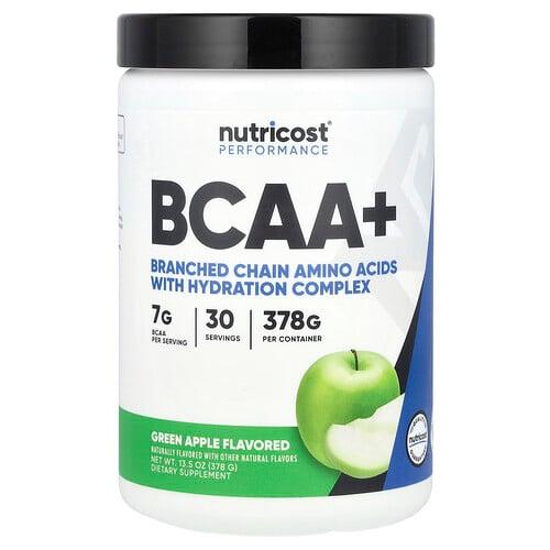 뉴트리코스트 Nutricost, 운동 능력, BCAA+, 그린 애플, 378g(13.5oz) 상품 이미지