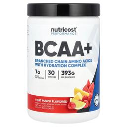 뉴트리코스트 Nutricost, 운동 능력, BCAA+, 과일 펀치, 393g(14oz)