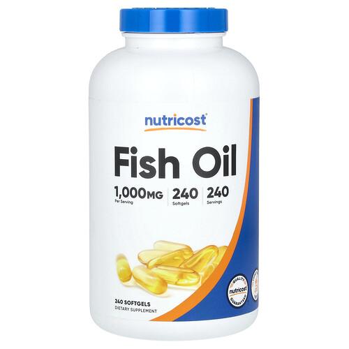 뉴트리코스트 Nutricost, 피쉬 오일, 1,000mg, 소프트젤 240정 상품 이미지