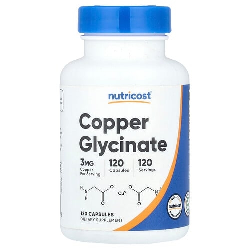 뉴트리코스트 Nutricost, 구리 글리시네이트, 3mg, 캡슐 120정 상세 이미지
