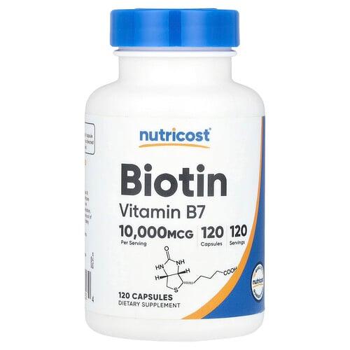 뉴트리코스트 Nutricost, 비오틴, 10,000mcg, 캡슐 120정 상품 이미지