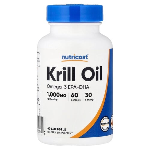 뉴트리코스트 Nutricost, 크릴 오일, 소프트젤 60정(소프트젤 1정당 500mg) 상세 이미지