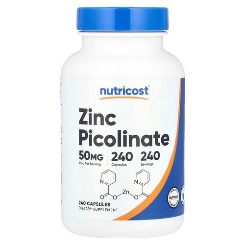 뉴트리코스트 Nutricost, 아연 피콜리네이트, 50mg, 캡슐 240정 상세 이미지