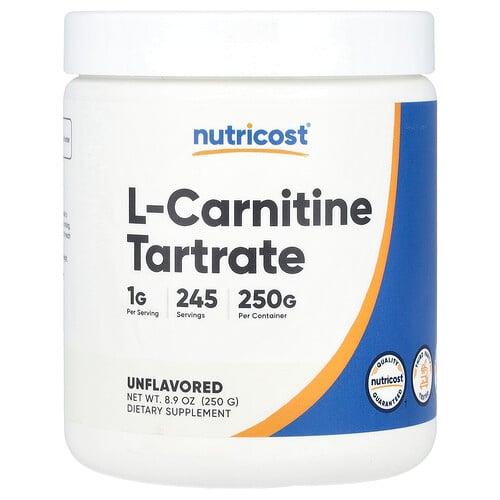 뉴트리코스트 Nutricost, l-카르니틴 타르타르산염, 무맛, 250g(8.9oz) 상품 이미지