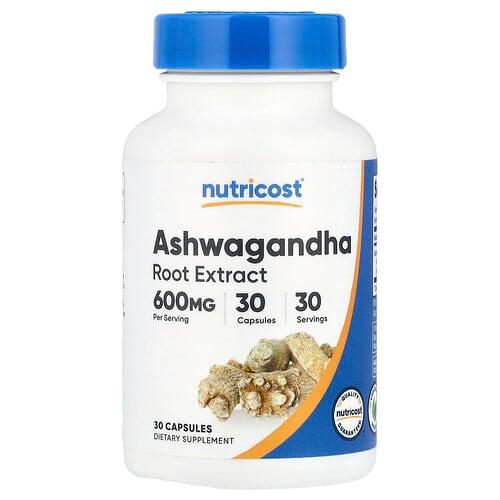 뉴트리코스트 Nutricost, 아슈와간다 뿌리추출물, 600mg, 캡슐 30정 상품 이미지