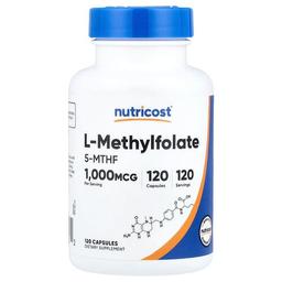 뉴트리코스트 Nutricost, l-메틸엽산, 1,000mcg, 캡슐 120정