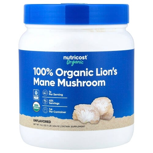 뉴트리코스트 Nutricost, 유기농 노루궁뎅이버섯, 무맛, 454g(1lb) 상세 이미지