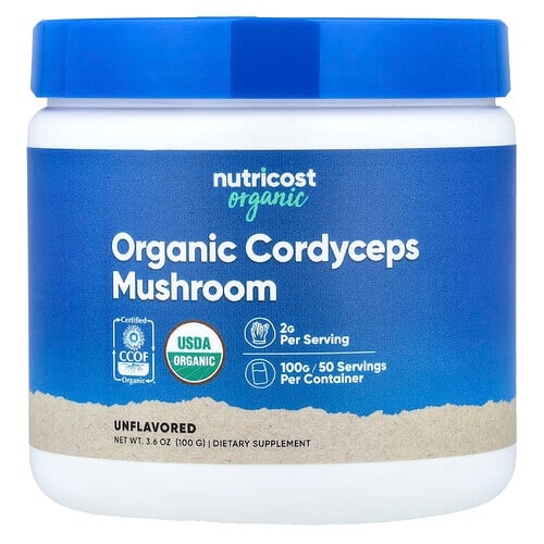 뉴트리코스트 Nutricost, 유기농 동충하초 버섯, 무맛, 100g(3.6oz) 상세 이미지