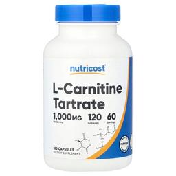 뉴트리코스트 Nutricost, L-카르니틴 타르타르산염, 캡슐 120정(캡슐 1정당 500mg)