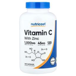 뉴트리코스트 Nutricost, 아연 함유 비타민C, 캡슐 240정