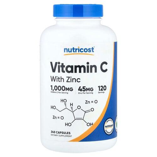 뉴트리코스트 Nutricost, 아연 함유 비타민C, 캡슐 240정 상품 이미지