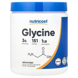 뉴트리코스트 Nutricost, 글라이신, 무맛, 454g(16.2oz)