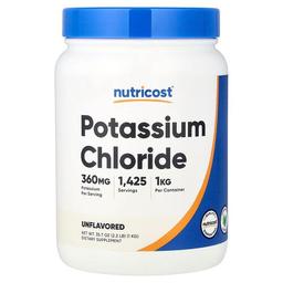 뉴트리코스트 Nutricost, 포타슘클로라이드, 무맛, 1kg(2.2lb)