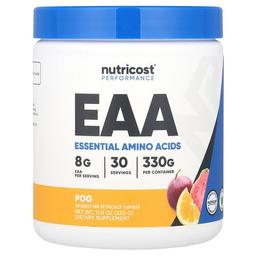 뉴트리코스트 Nutricost, 퍼포먼스, EAA 분말, 패션프루트, 오렌지 및 구아바, 330g(11.8oz)
