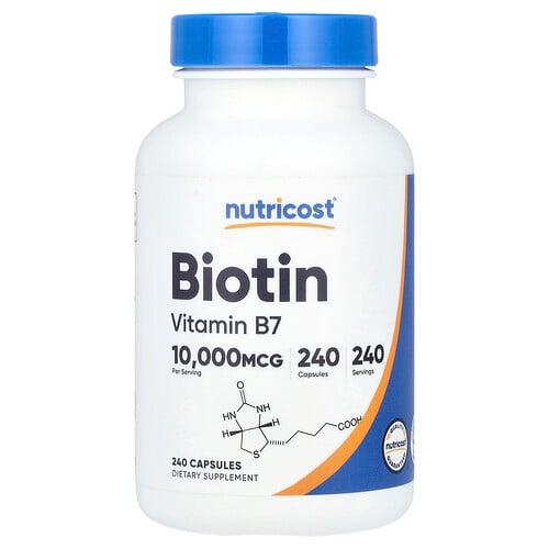 뉴트리코스트 Nutricost, 비오틴, 10,000mcg, 캡슐 240정 상품 이미지