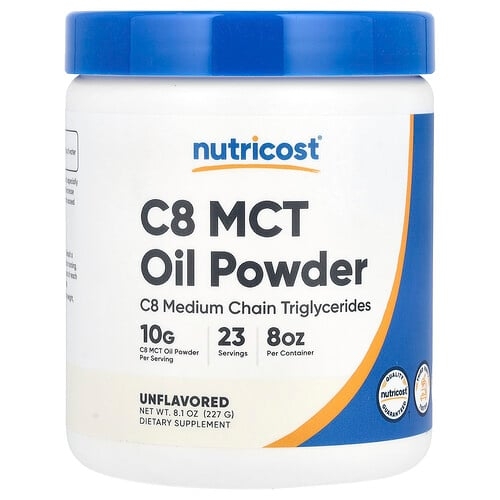 뉴트리코스트 Nutricost, C8 MCT 오일 분말, 무맛, 227g(8.1oz) 상세 이미지