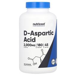 뉴트리코스트 Nutricost, 고기능성, d-아스파르트산, 캡슐 180정(캡슐 1정당 500mg)
