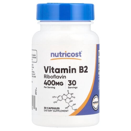 뉴트리코스트 Nutricost, 비타민B2, 400mg, 캡슐 30정 상세 이미지