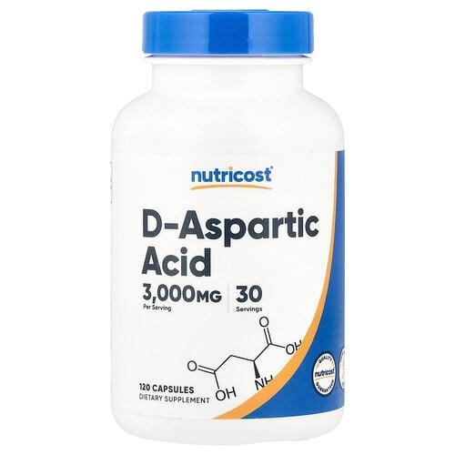 뉴트리코스트 Nutricost, D-아스파르트산, 캡슐 120정(캡슐 1정당 750mg) 상품 이미지